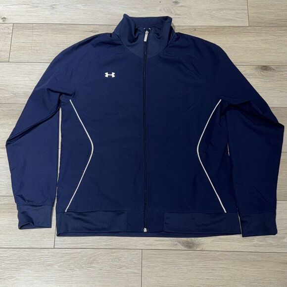 Under Armour Other - Under Armour Full Zip Track Jacket Men L Navy Blue Performance Active Mesh Lined
